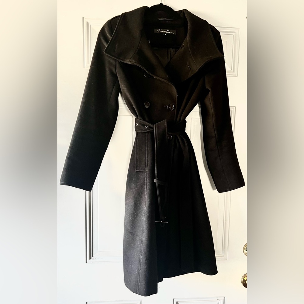 Women’s Black Wool Trench-coat by Kenneth Cole